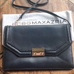 BCBGMAXAZRIA leather navy clutch